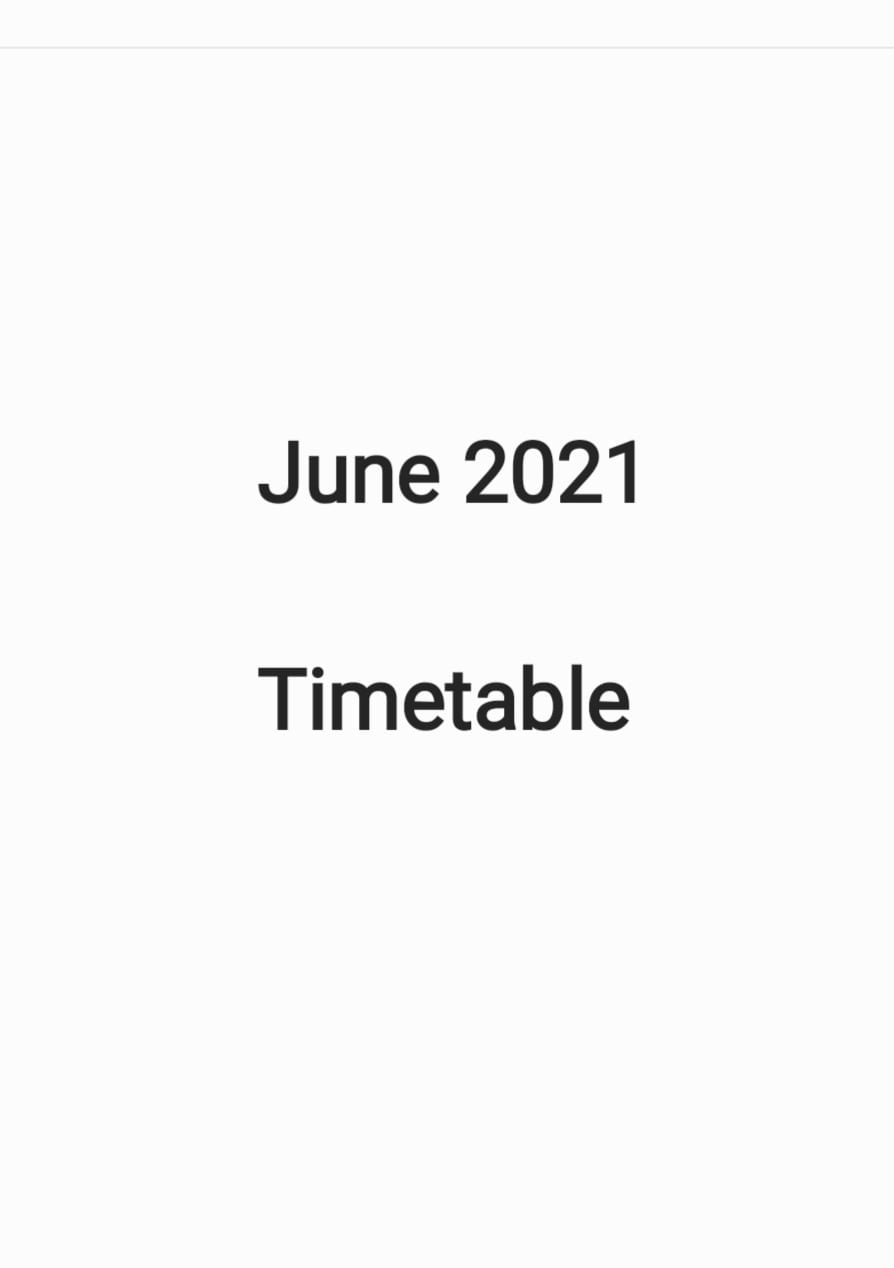 June 2021 Time-table