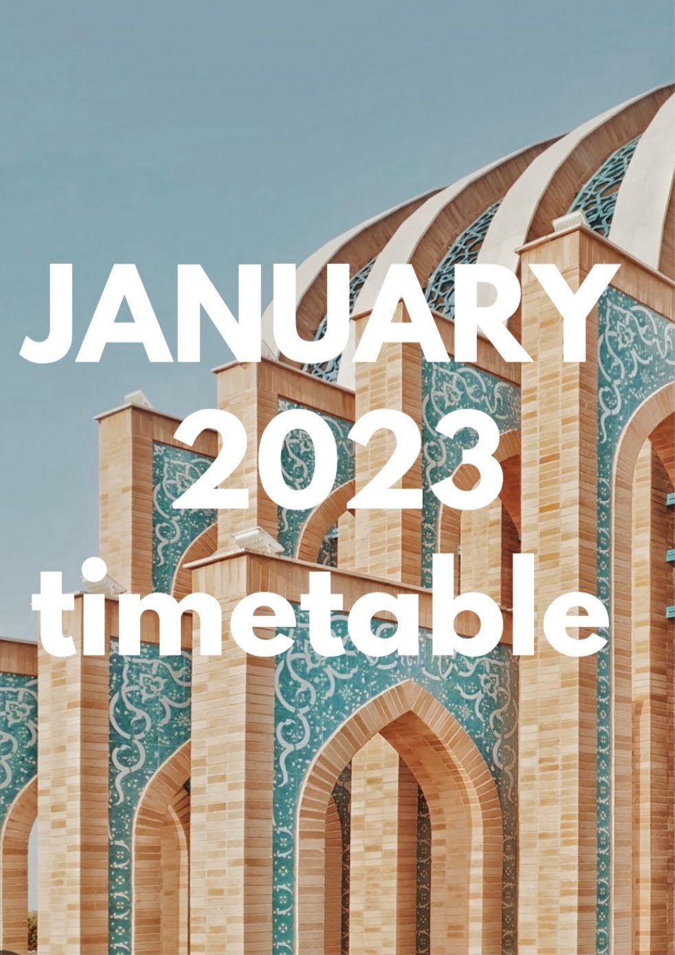 January 2023 timetable