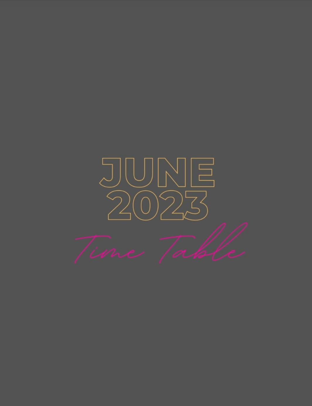 June 2023 timetable