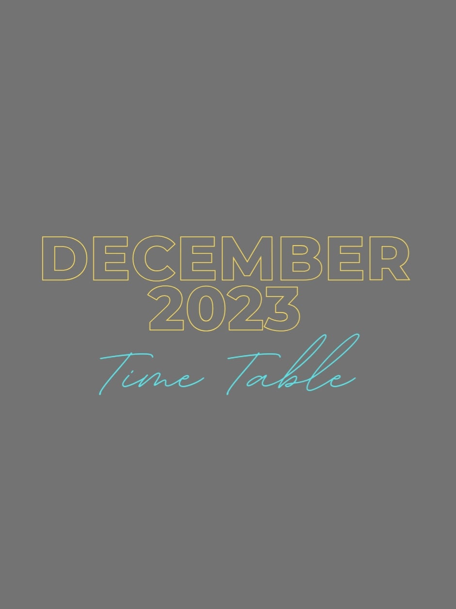 December timetable 2023